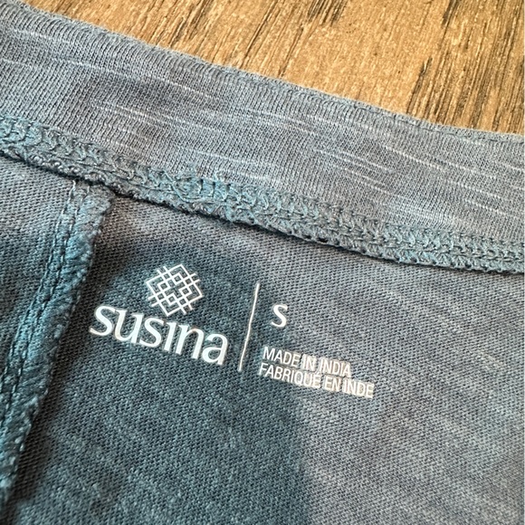 Susina Long Sleeve Boatneck T-Shirt Size Small Blue - Picture 2 of 8